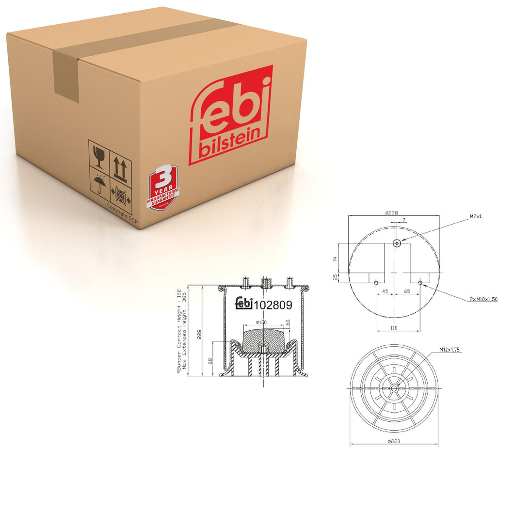 Rear Right Air Spring Inc Plastic Piston Fits IVECO LCV Daily DailyB Febi 102809