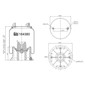 Air Spring Fits Fruehauf (Crane) OE M001472S2 Febi 184380