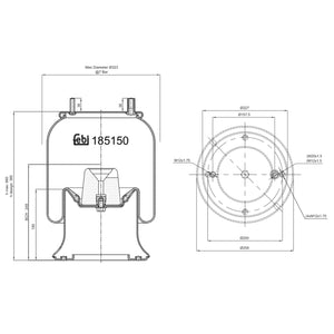 Air Spring Fits Meritor (ROR) Fruehauf (Crane) OE 21215891S1 Febi 185150