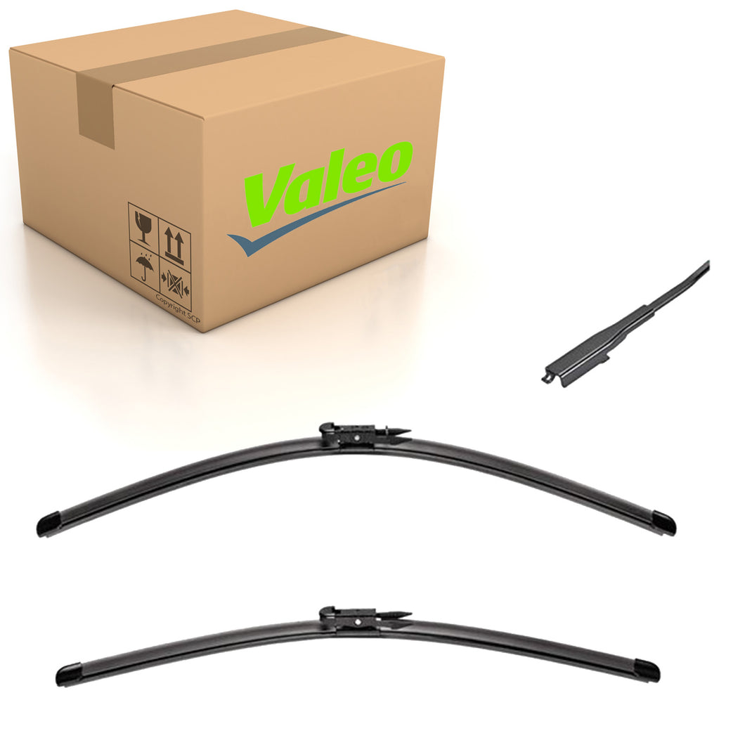 Front Windscreen Wiper Blade Set Flat Silencio 600+475mm BMW VM371 Valeo 574471