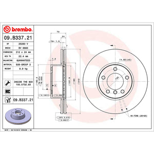 Front Brake Disc x2 312mm Fits BMW 1 2 3 Series X1 Brembo 09B33721