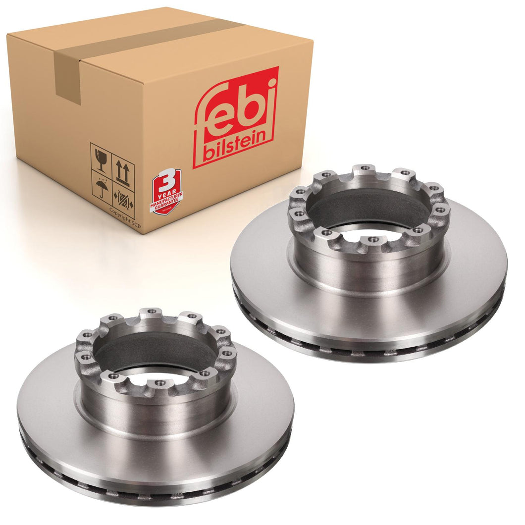 Pair of Front Brake Disc Fits Sauer Achsen OE 4079001701 Febi 101288