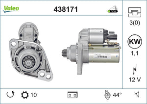 Starter Motor Fits Audi A1 A3 TT Seat Altea Ibiza Leon Toledo Skoda Valeo 438171