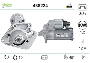 Starter Motor Fits Dacia - Dokker Duster Lodgy Logan Sandero Renaul Valeo 438224